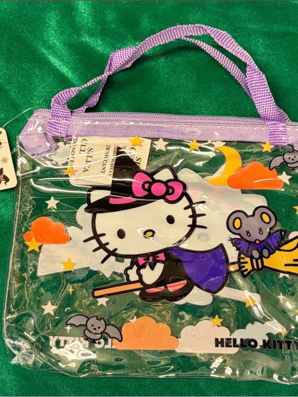 HELLO KITTY HALLOWEEN FLYING WITCH CLEAR ZIP BAG